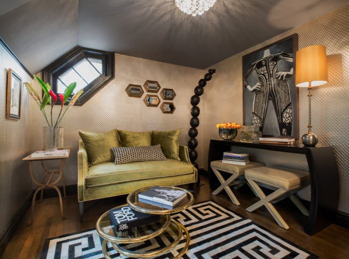 dark ceiling and gray walls
