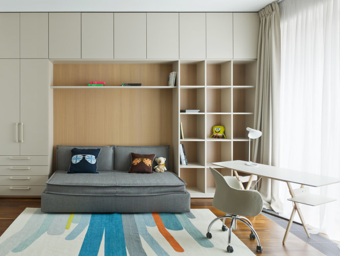 nursery with a fold-out sofa