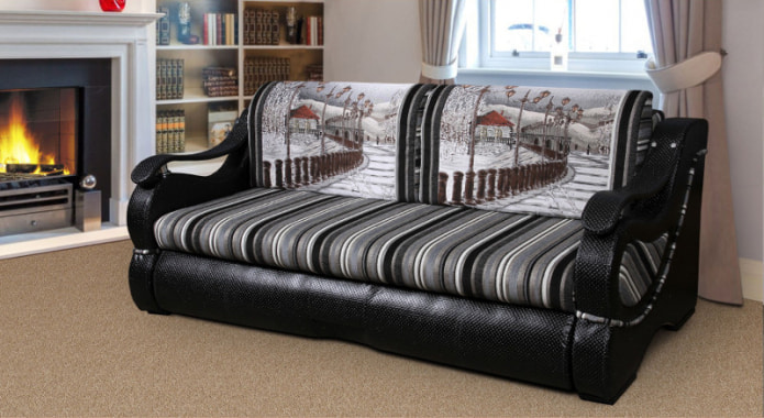 sofa with a photo print of nature