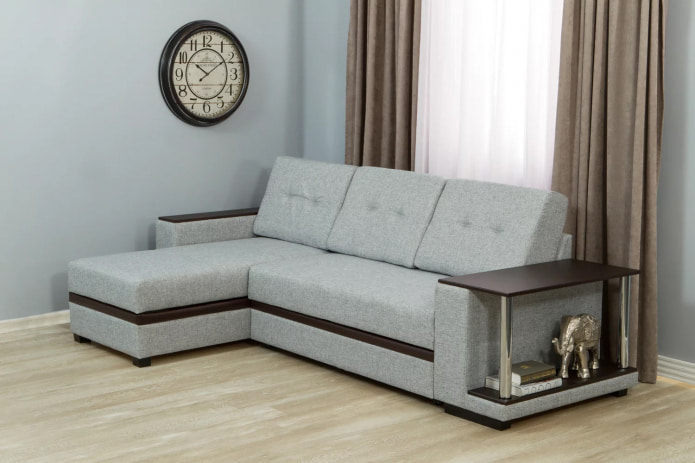 sofa with table on armrest