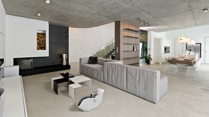 gray concrete ceiling covering