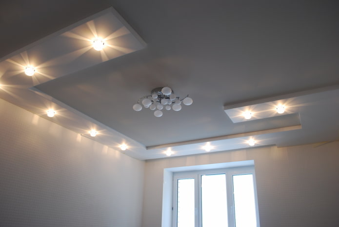 two-level gray ceiling structure
