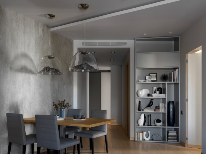two-level gray ceiling structure