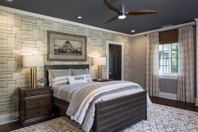 gray ceiling covering with beige walls