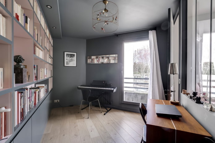 matte gray stretch ceiling in the interior
