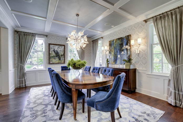 gray ceiling covering in classic style