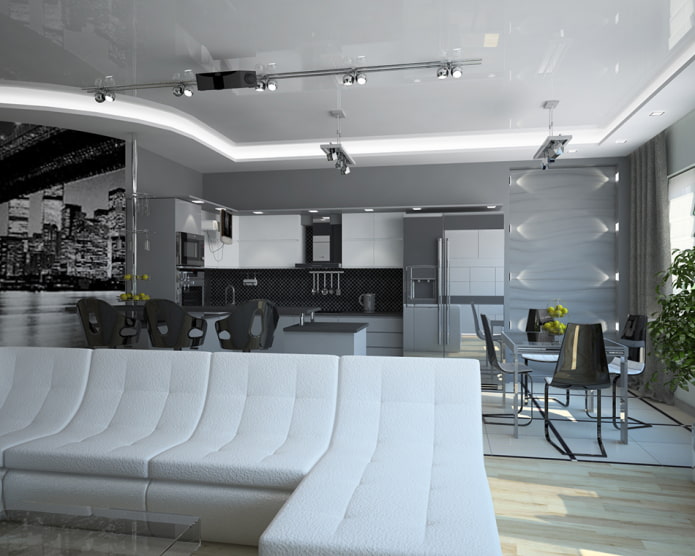 gray stretch fabric in the hi-tech style