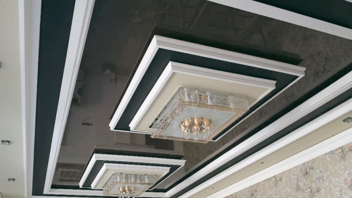 gray multi-level ceiling structure