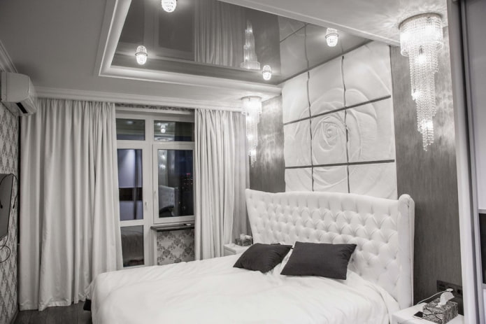 gray glossy stretch ceiling 