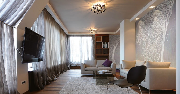 gray ceiling structure in the living room