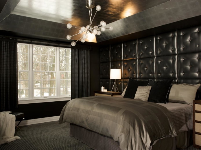 gray ceiling covering with black walls