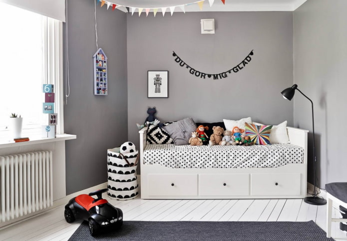 children's interior in gray tones