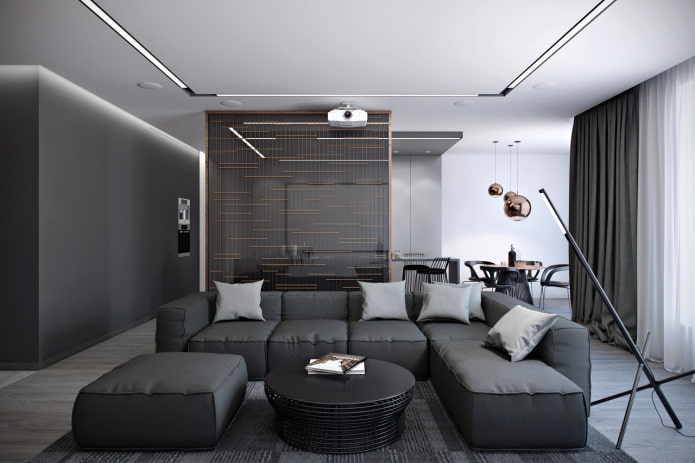 gray interior in high-tech style