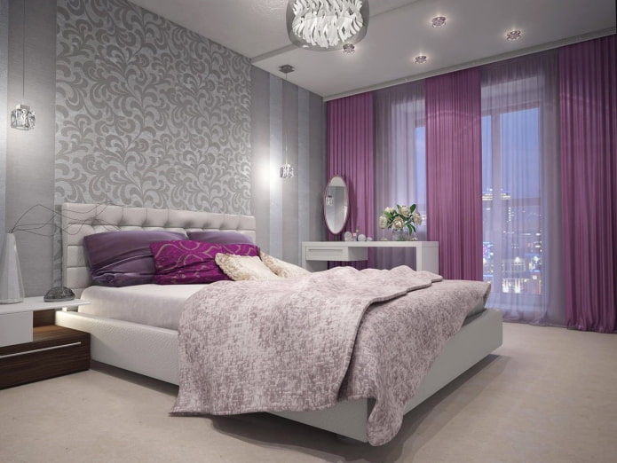 interior design in gray-violet tones
