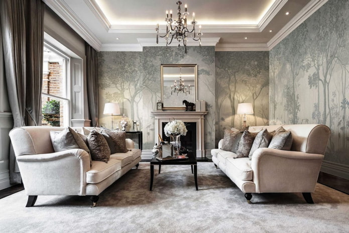interior design in gray and beige tones