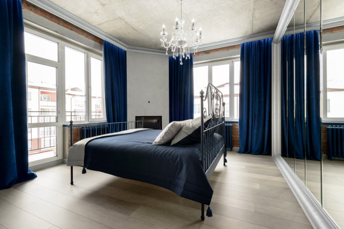 interior design in gray and blue tones