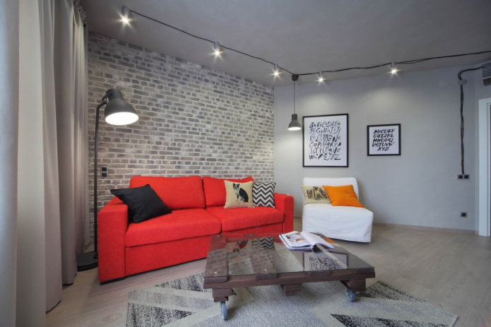 red sofa in the living room