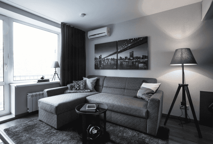 lighting in the interior in gray tones