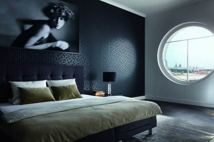 black silk wallpaper in the interior