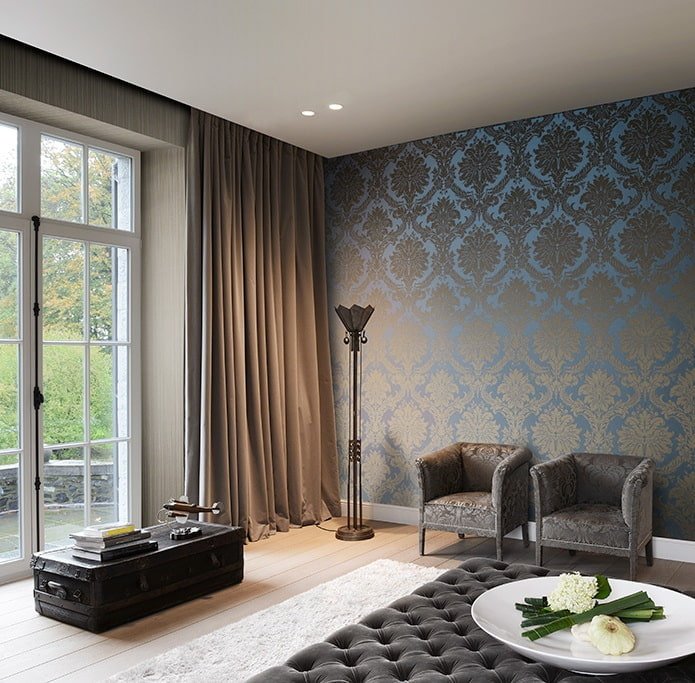 black silk wallpaper in the interior