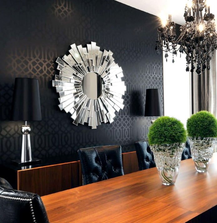 black silk wallpaper in the interior