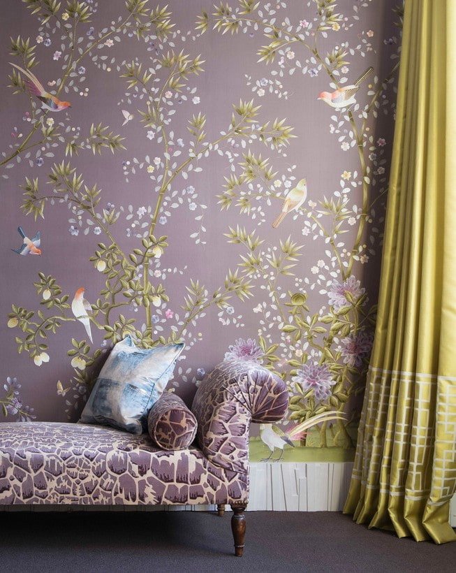 silk wallpaper with birds