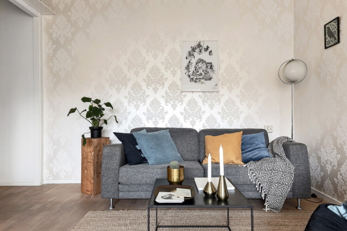 white silk wallpaper in the interior