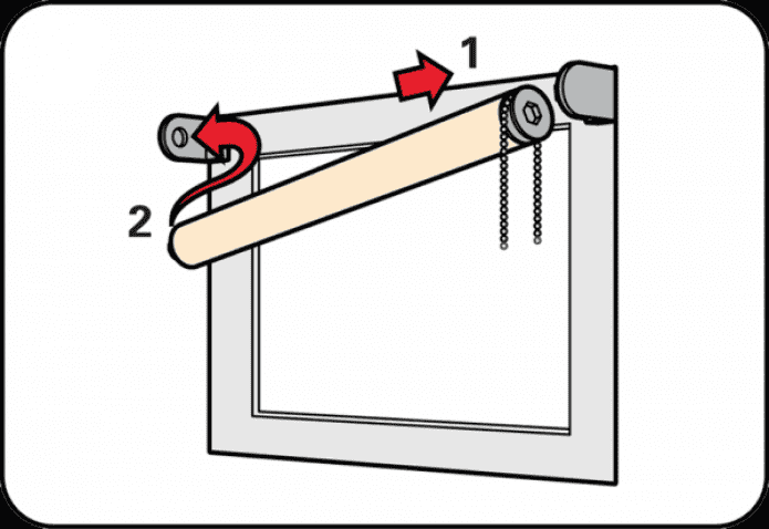 Installation on the bracket of the roller blind