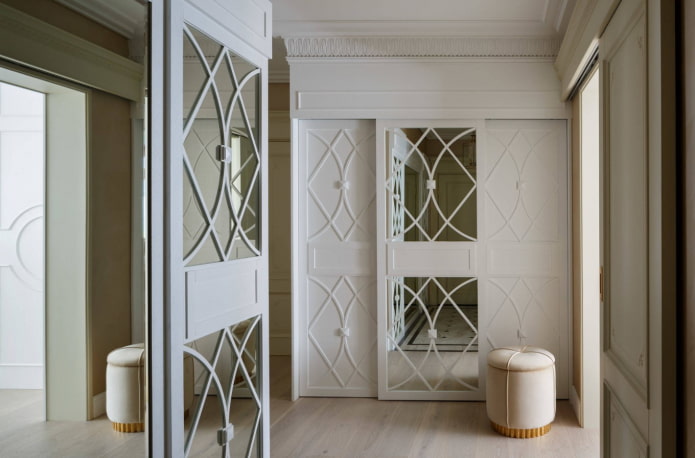 decoration of mirrored sliding wardrobe facades