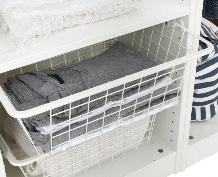 baskets in the closet