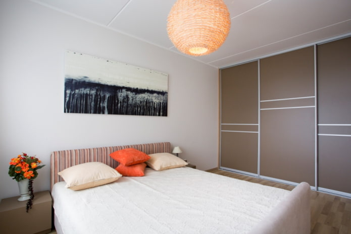 brown wardrobe in the bedroom interior