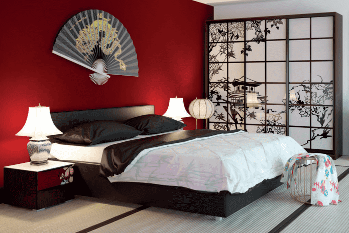wardrobe in the bedroom interior in Japanese style