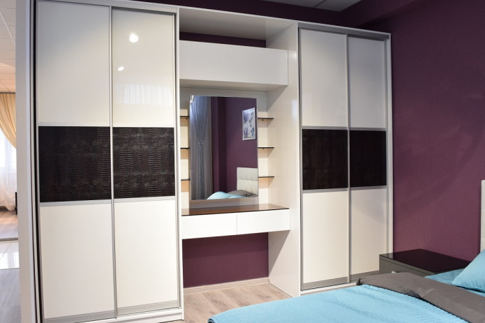 wardrobe with dressing table in the bedroom interior