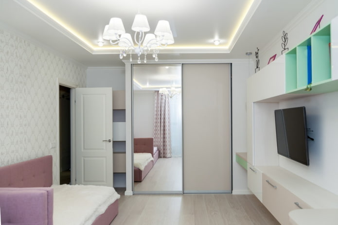 Wardrobe in the living room in a niche