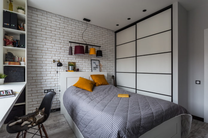 Black and white wardrobe in the bedroom