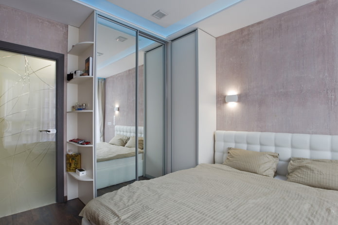 Mirrored corner wardrobe