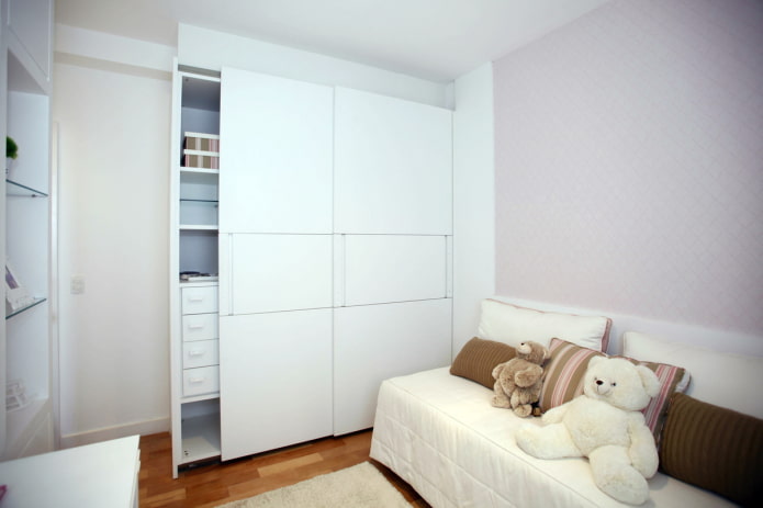 White built-in wardrobe in the children's room