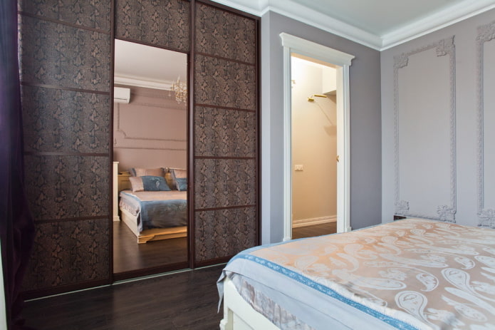 Wardrobe with leather-like doors