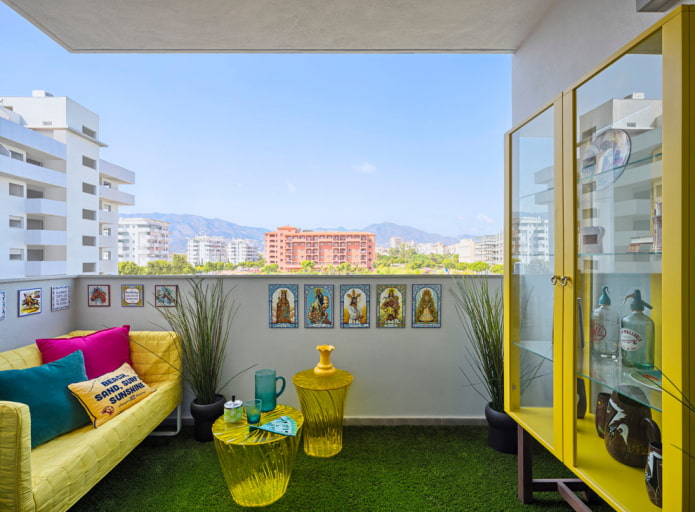 Yellow cabinet with doors