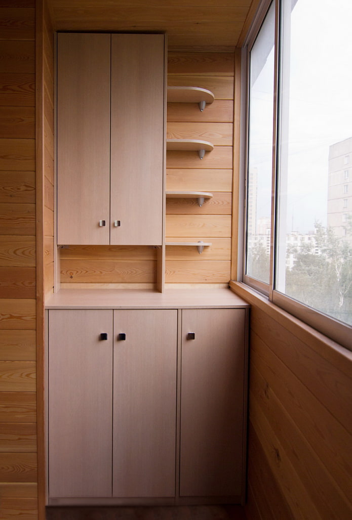 wardrobe with shelves outside