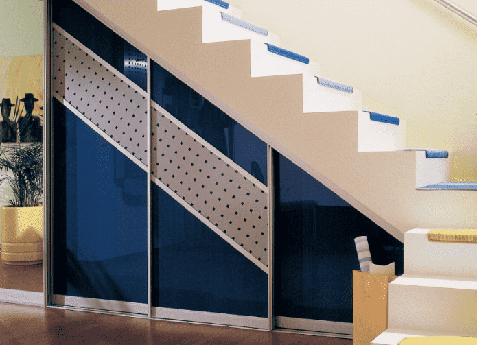 sliding wardrobe under the staircase