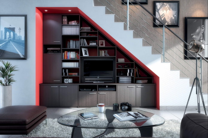 cabinet under the staircase in the interior