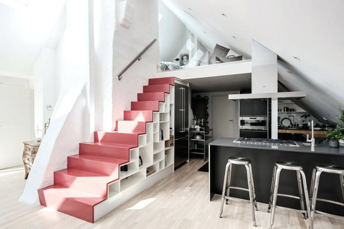 wardrobe under the staircase in the interior