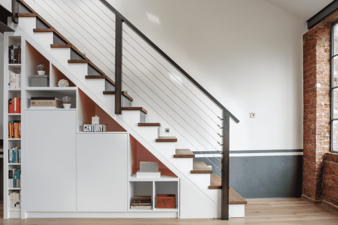 combined cabinet under the staircase
