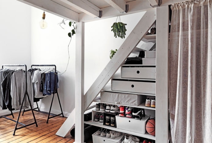 wardrobe under the staircase in the interior