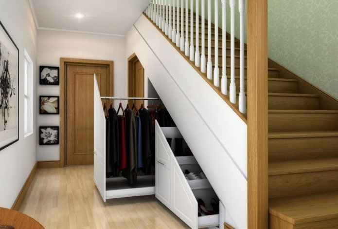 wardrobe under the staircase in the interior