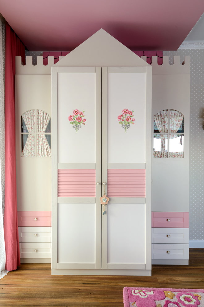 house-shaped wardrobe in the interior of the children's room
