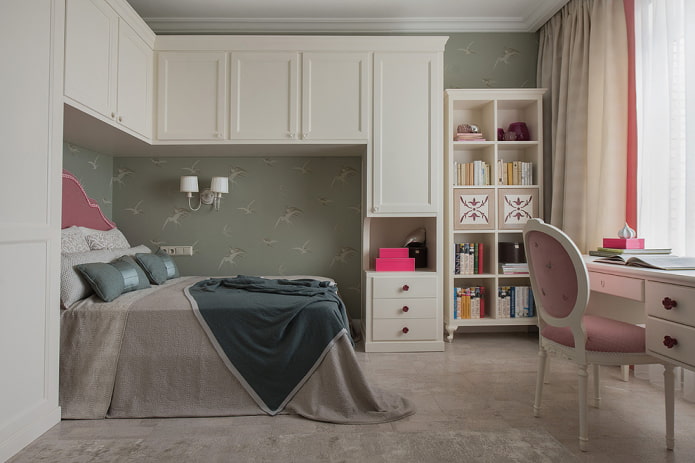 wardrobe in the interior of a children's room for a girl