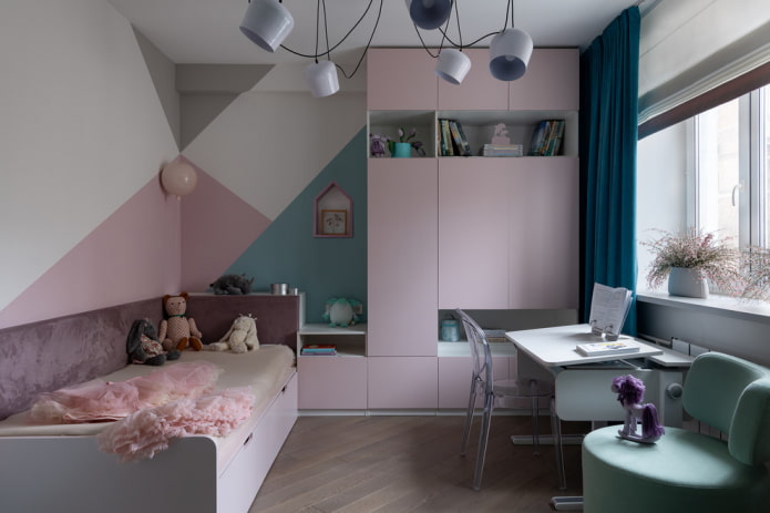 wardrobe in the interior of a children's room for a girl