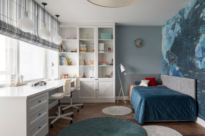 white wardrobe in the interior of the children's room